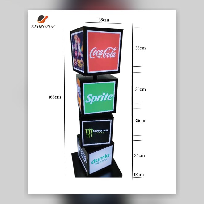 Küp Led Işıklı Döner Tabela — Döner Tabela